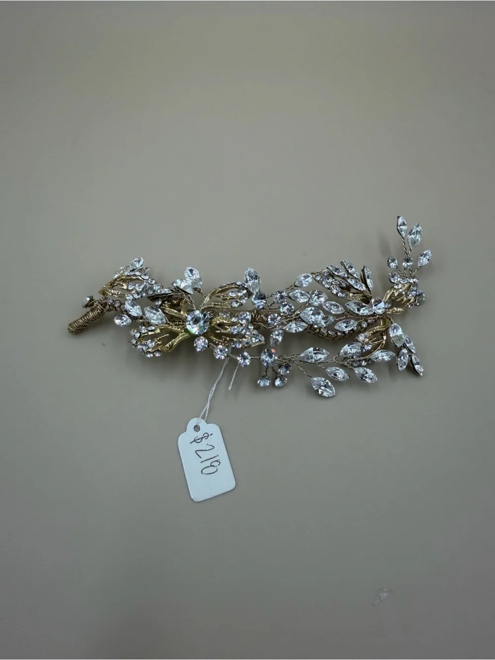 Gold Crystal Bridal Hair Clip Rhinestone Leaf Vine Wedding Barrette